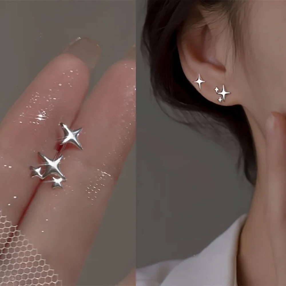 5 for $25 Elegant Silver Star Earrings